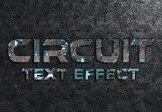 Blue circuit style text effect mockup