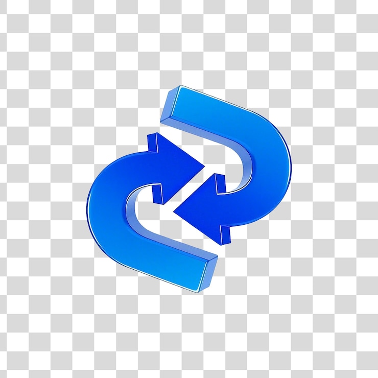 PSD 파란색 원형 화살표 아이콘 - 신 재로드 업데이트 동기화
