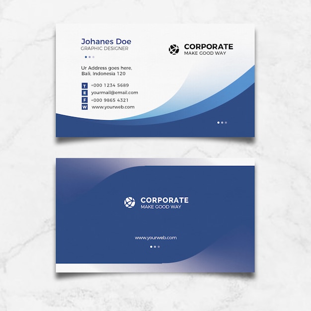 PSD blue clean business card