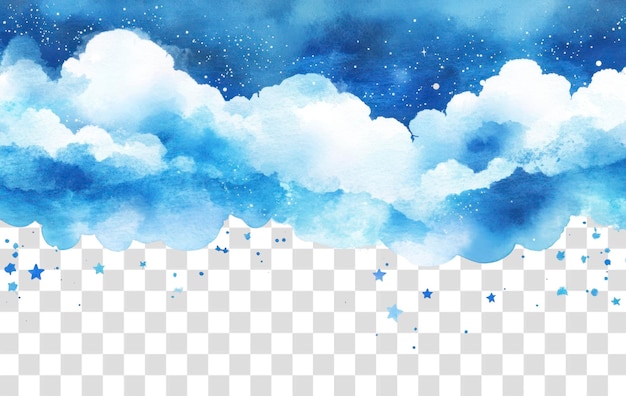 파란 구름 별 구름 일러스트레이션 수채화