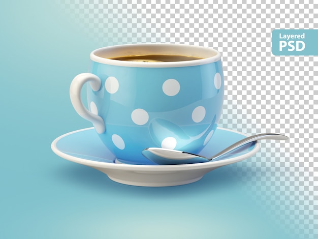 PSD tazza di caffè blu con cucchiaio