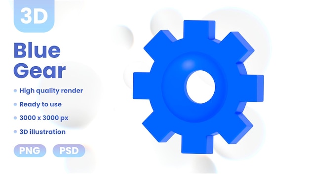 PSD a blue cog icon with the word gear on it