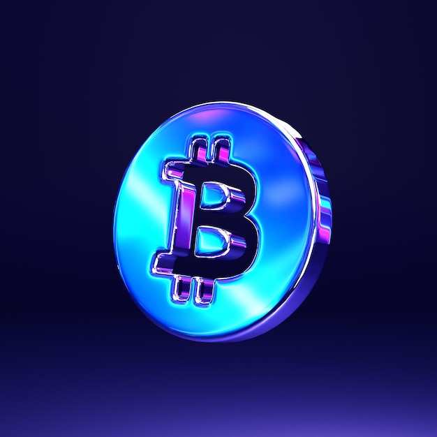 A blue coin with a black b on it