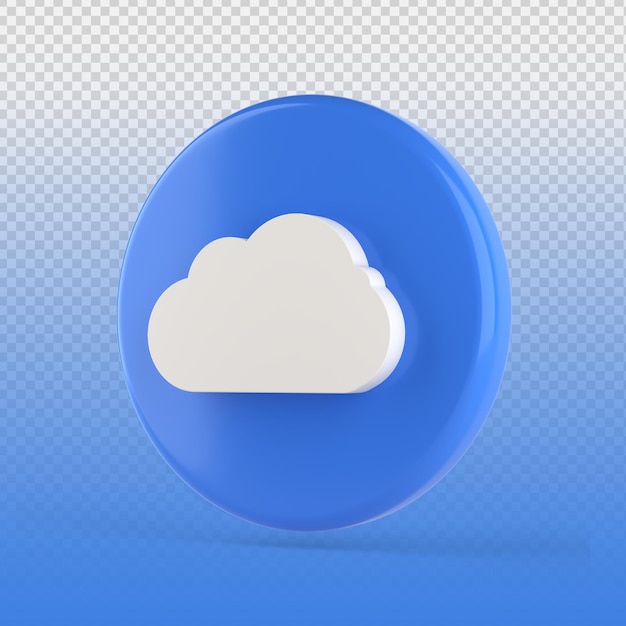 Blue color 3d cloud render icon