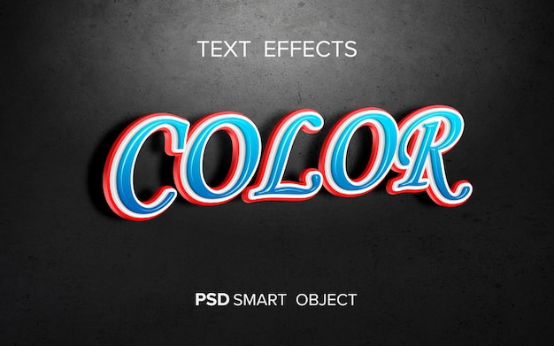 Colore blu effetto testo modificabile 3d psd premium