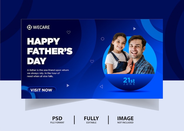 blue color father's day web banner design