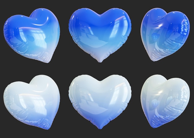 Blue color heart shape foil balloon 3D graphic
