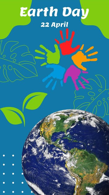 PSD blue colorfull earth day your story