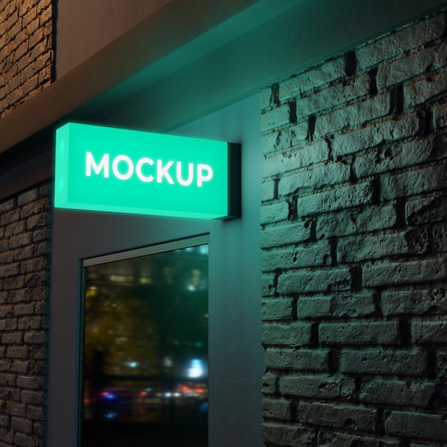 blue colour night business sign
