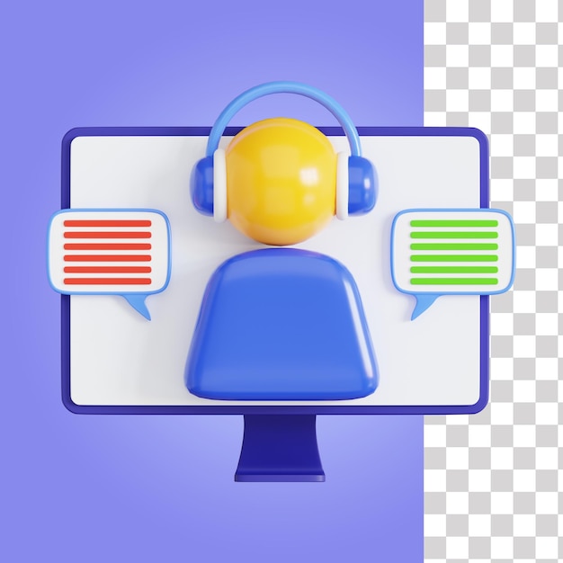 A blue computer with a man with a headset on it and a blue screen with a text reading'battery '.