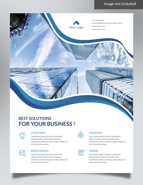 Blue corporate flyer - waves background design