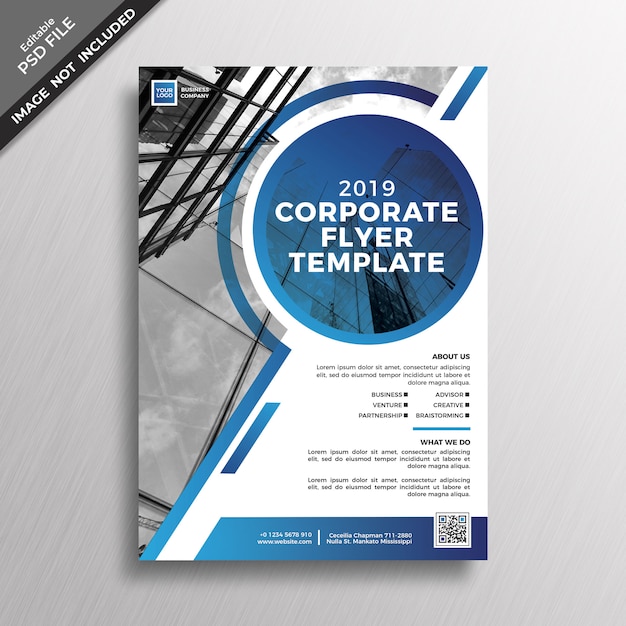 PSD blue corporate modern flyer template