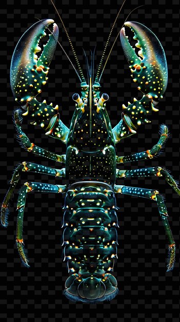 PSD a blue crab with glowing eyes and a blue background