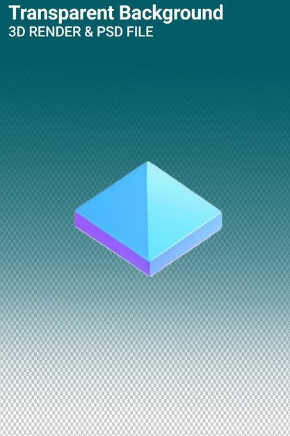 PSD a blue cube with a blue pyramid on it