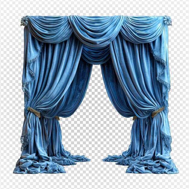 Blue curtain isolated on transparent background generative ai