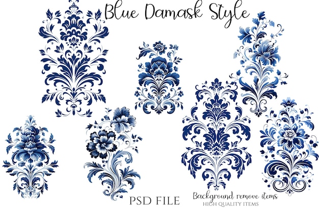 Blue Damask Style Clipart