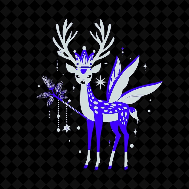 PSD a blue deer with a star on its head