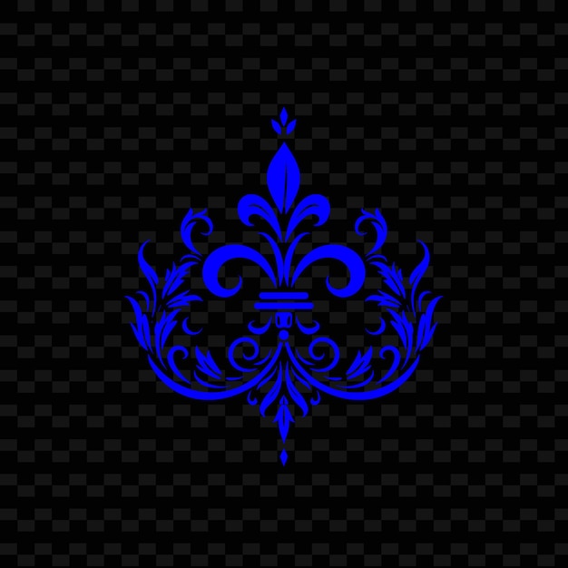 Blue design of a royal crown on a black background