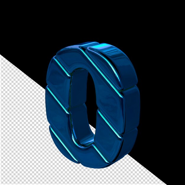 PSD blue diagonal block 3d symbol view from the left number 0