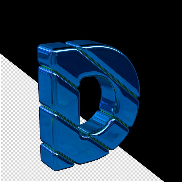 PSD 青い斜線ブロック 3 d シンボルを左から見た文字 d