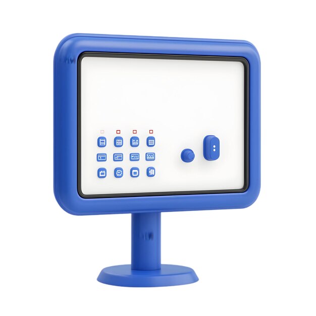 Blue Digital Control Panel Interface HighQuality 3D Display Screen for Technology and Automation