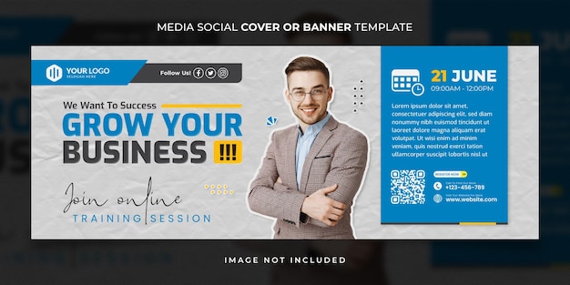 Blue digital marketer class copertina per social media o modello di banner