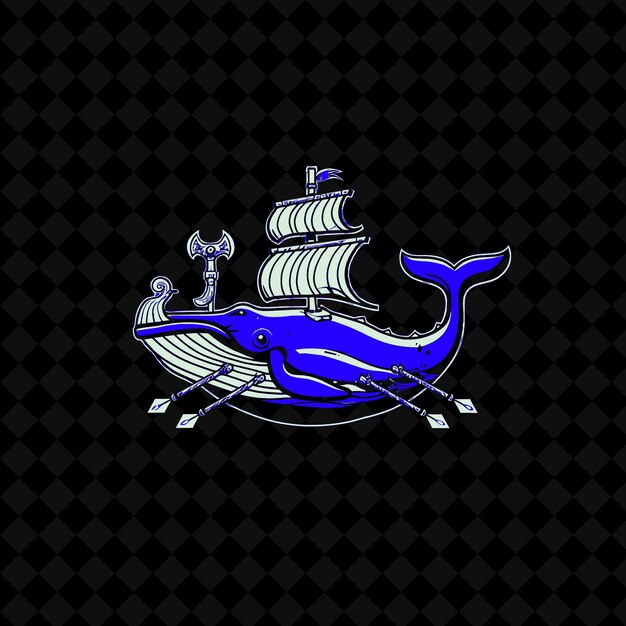 PSD a blue dolphin with a whale on the bottom