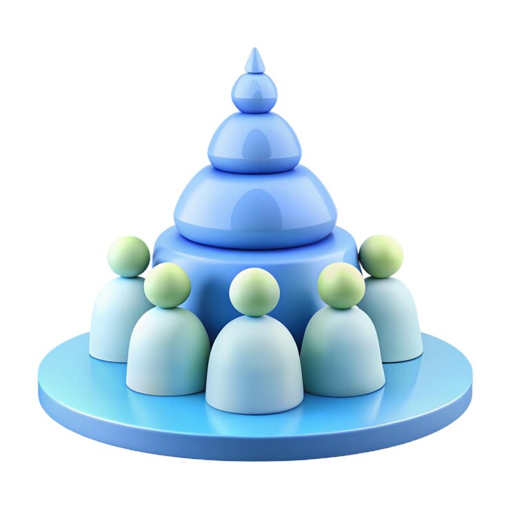 PSD a blue dome with three small figures on it
