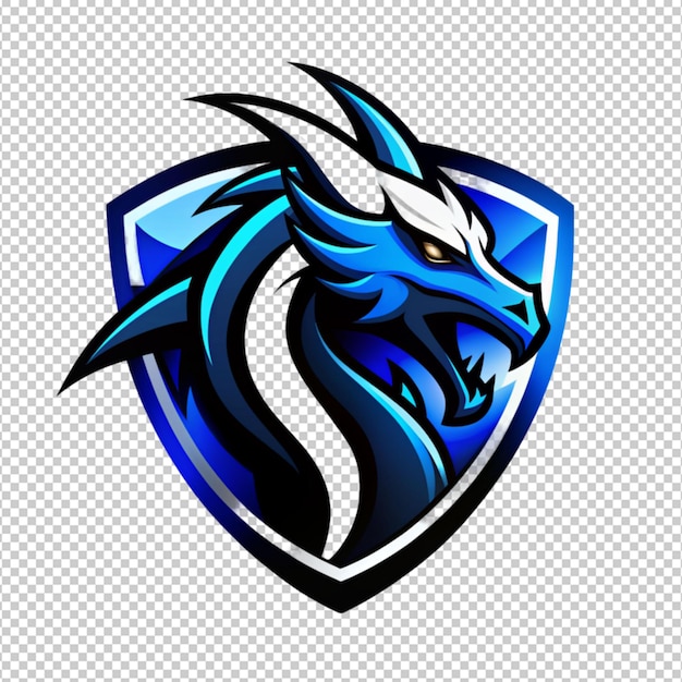 PSD blue dragon logo on transparent background