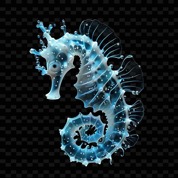 PSD a blue dragon with bubbles on a black background