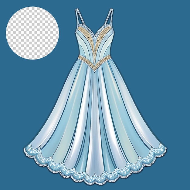 blue dress with a gold trim transparent background