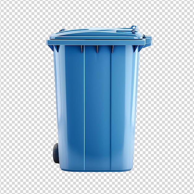 PSD blue dustbin on isolated background