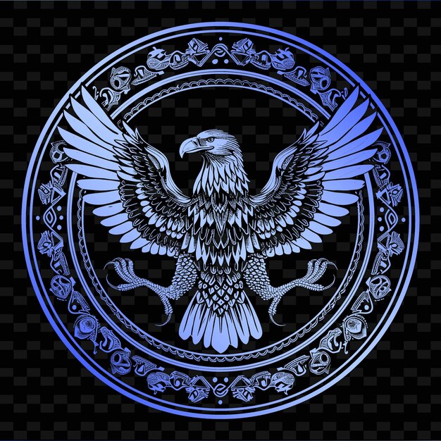 A blue eagle with a symbol of a symbol of the year