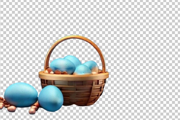 PSD blue easter egg in a basket on blue background