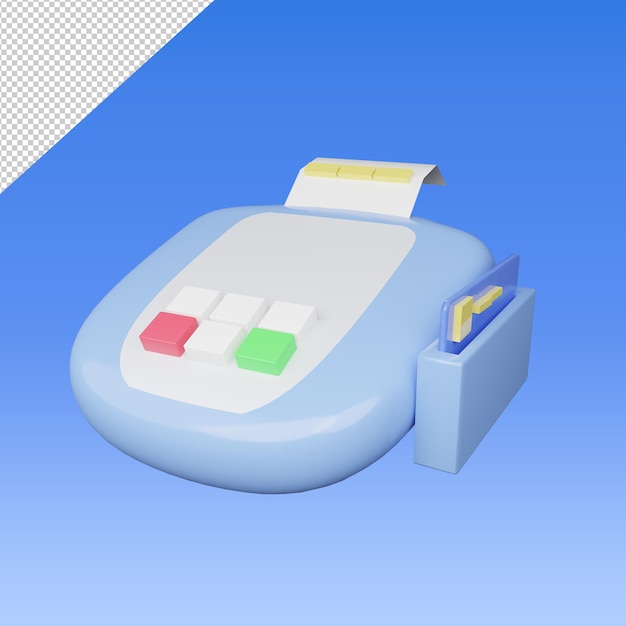 Blue edc machine icon 3d rendering isolated on transparent background