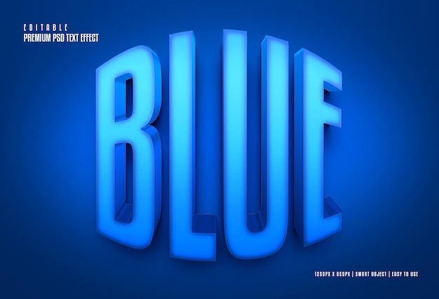 Blue editable premium psd 3d text effect