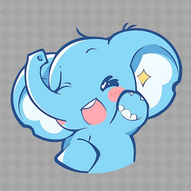 A blue elephant with a yellow star on its head