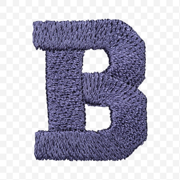 Blue embroidery designs alphabet letter b isolated