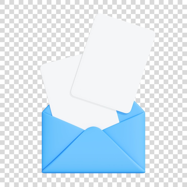 PSD blue envelope with two blank cards inside