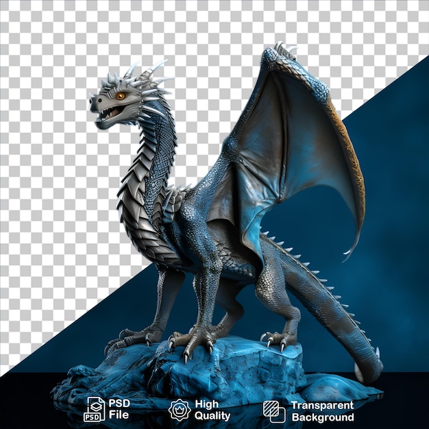 PSD blue fanstasy dragon isolated on transparent background include png file