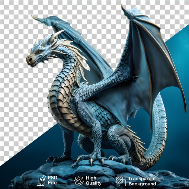 PSD blue fanstasy dragon isolated on transparent background include png file