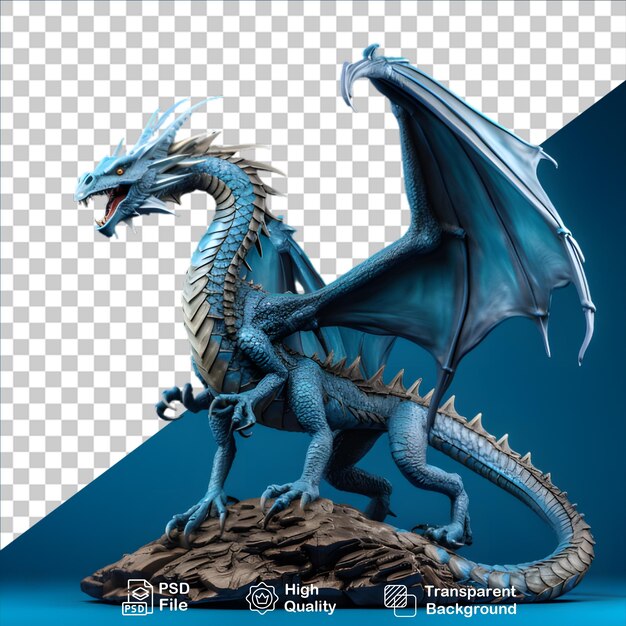 PSD blue fanstasy dragon isolated on transparent background include png file