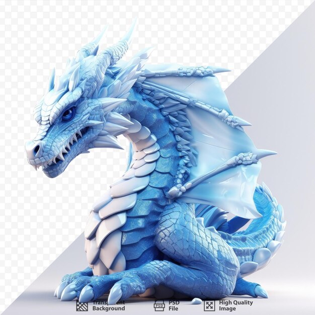 PSD blue fantasy dragon isolated on transparent background