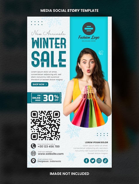 PSD blue fashion winter special social media story post template