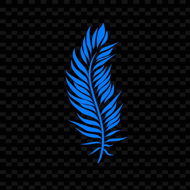 PSD blue feather on a black background with a pattern of stars