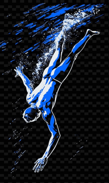 A blue figure is shown on a black background