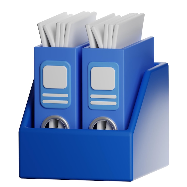 PSD blue file organizers with documents
