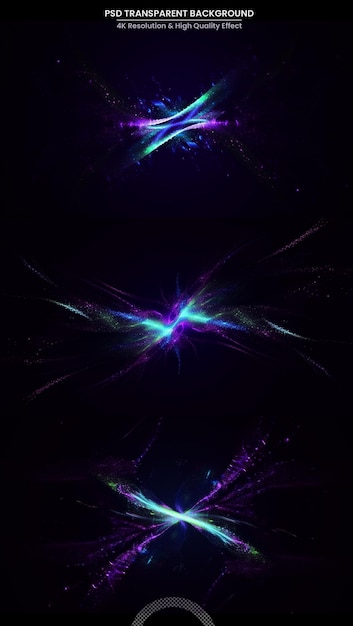 PSD blue fire lines on transparent background