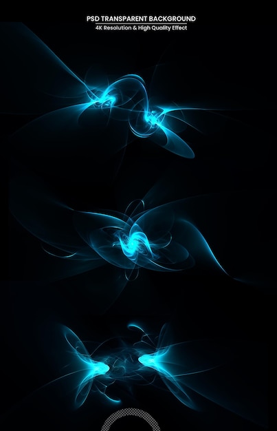PSD blue fire lines on transparent background
