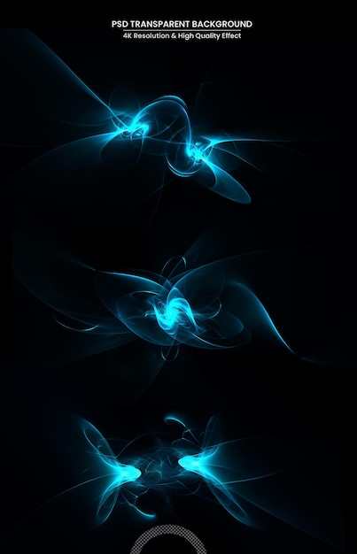 Blue fire lines on transparent background